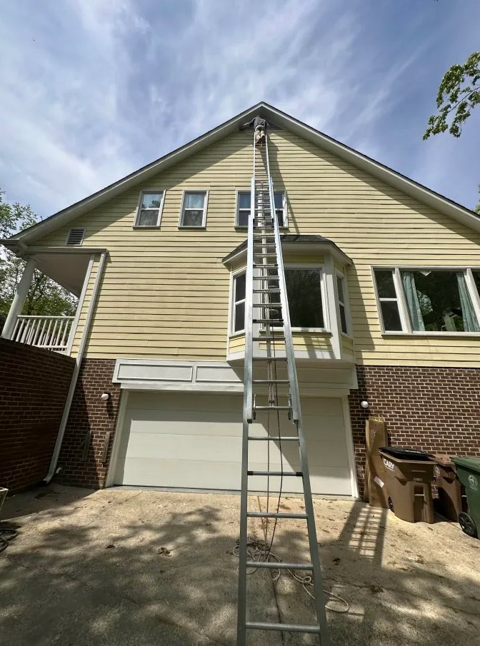 Wildlife inspection with extension ladder